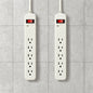 8 ft 6 Outlet Surge Protector with 45 Degree Flat Angle Plug White 2 Pack YLPT 43