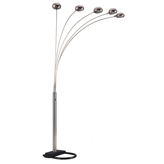 MODERN HABITAT ChicBeam 84 in. Chrome 5-Light Cap Arc Floor Lamp for Living Room with Metal Shade