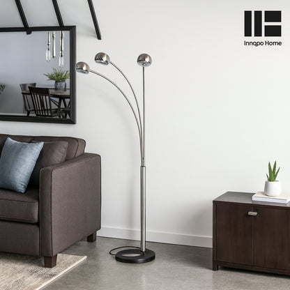 MODERN HABITAT ChicBeam 84 in. Chrome 5-Light Cap Arc Floor Lamp for Living Room with Metal Shade