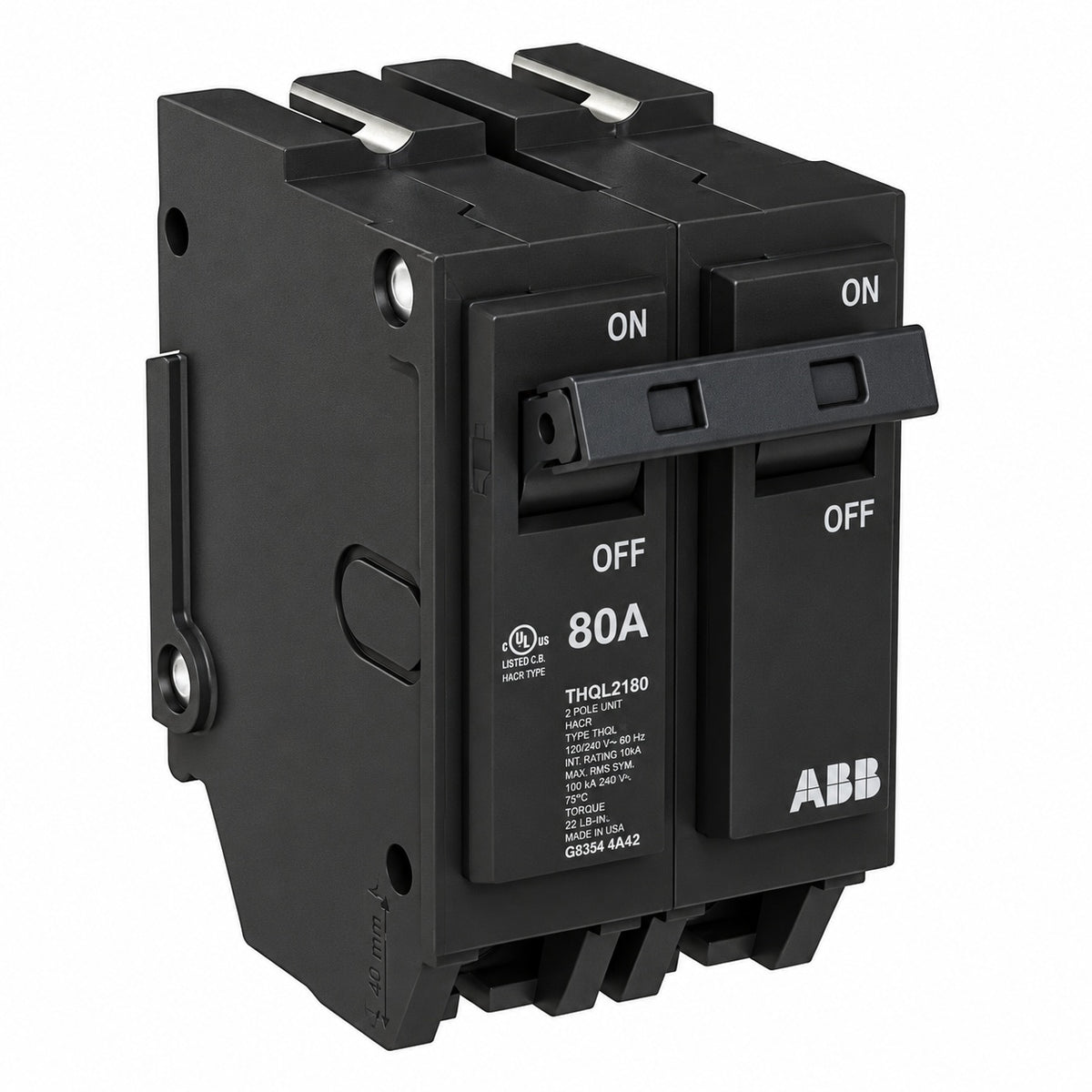 ABB 80 Amp 1 in Double Pole Circuit Breaker THQL2180PA THQL2180PA