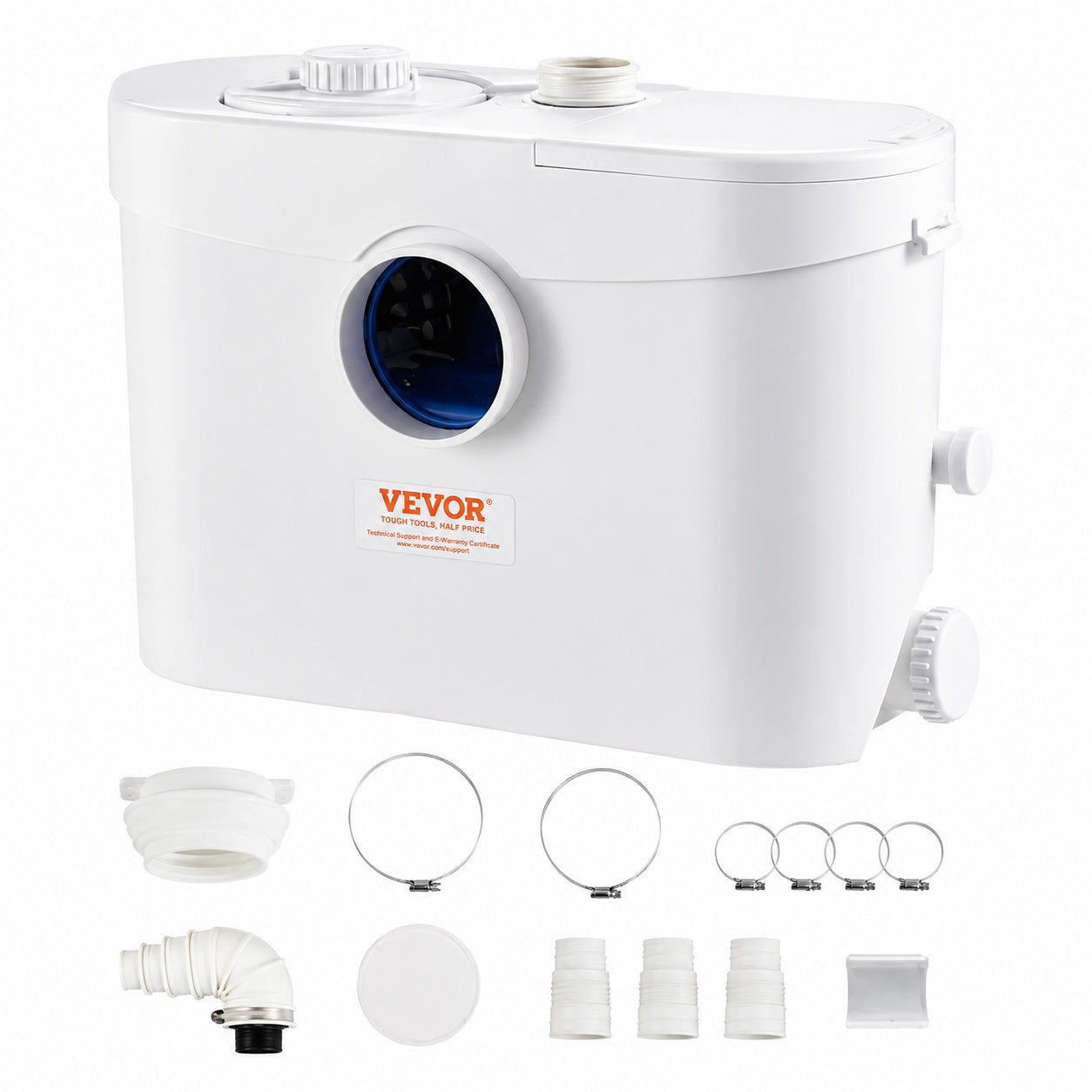 VEVOR Macerator Pump 1HP 700W 9600 L H Flow 32 8 FT Sewerage Sump Pump with 3 Inlets for Waste Water Disposal Upflush Machine MT