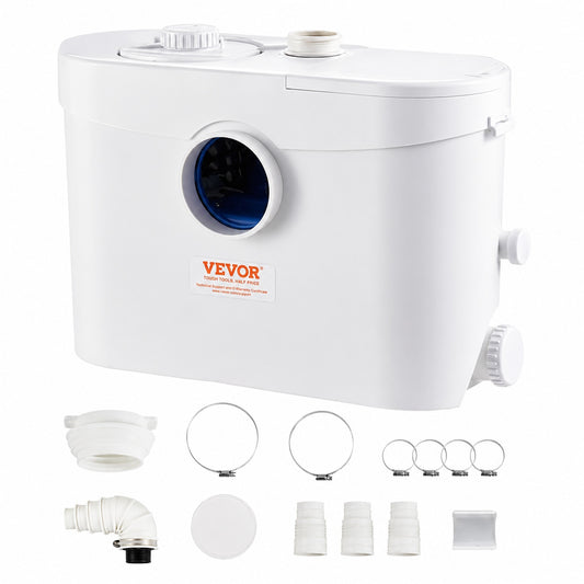 VEVOR Macerator Pump 1HP 700W 9600 L H Flow 32 8 FT Sewerage Sump Pump with 3 Inlets for Waste Water Disposal Upflush Machine MT