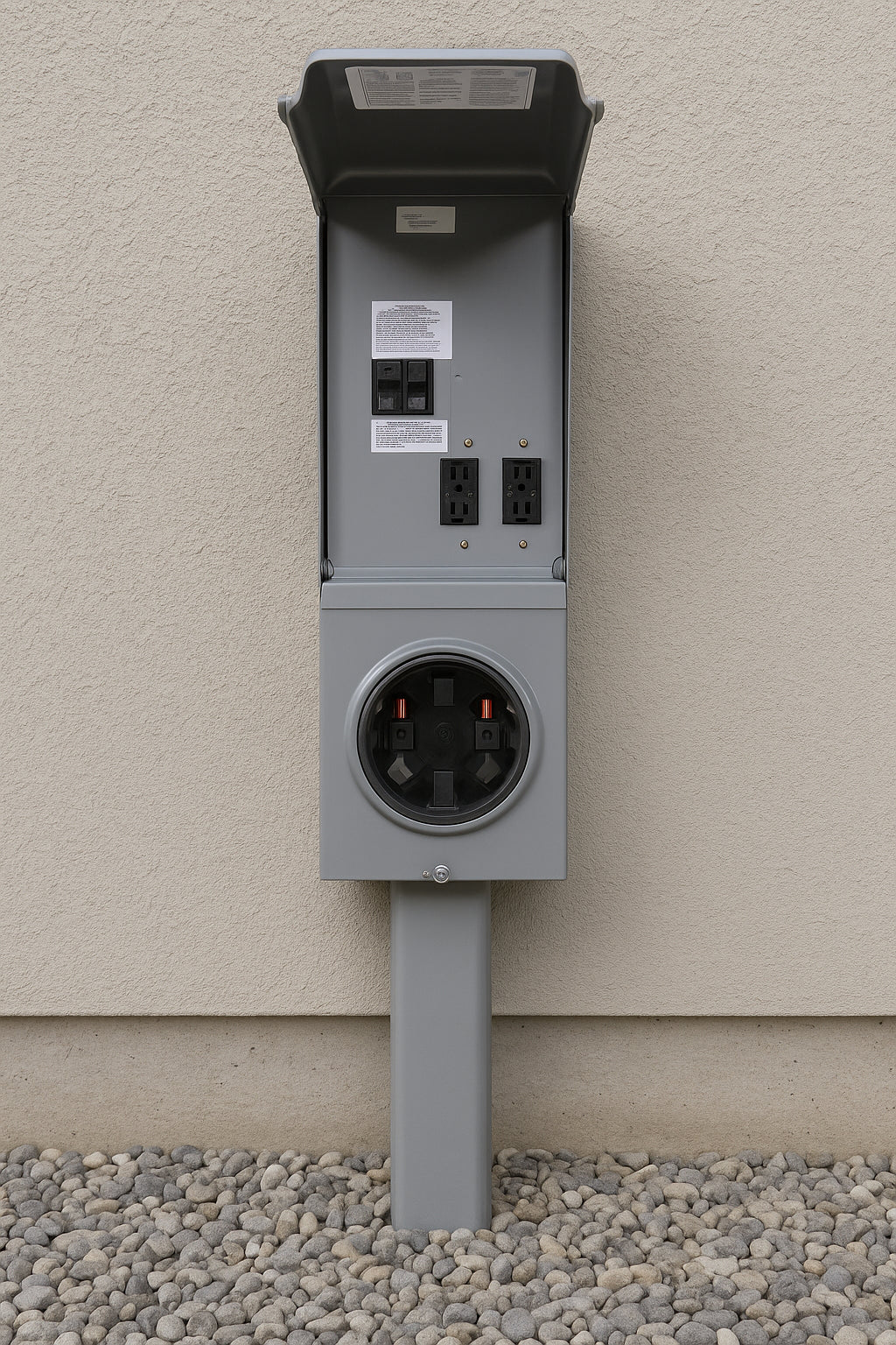 Midwest Electric Products 70 Amp 3-Space 6-Circuit Main Breaker Underground Ring Type Single Head Temporary Power Pedestal (M155MBGP6033)