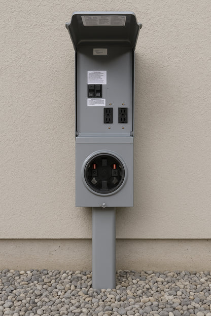 Midwest Electric Products 70 Amp 3-Space 6-Circuit Main Breaker Underground Ring Type Single Head Temporary Power Pedestal (M155MBGP6033)