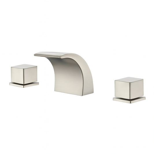 LED 8 in. Widespread Double Handle Bathroom Faucet with Waterfall in Brushed Nickle