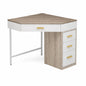 BYBLIGHT Moroni 27 26 in Oak and White Wood Triangle Computer Desk Corner Computer Desk with 4 Drawer for Small Space