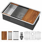 LORDEAR 33 in Drop In Workstation 16 Gauge Stainless Steel Single Bowl Undermount Kitchen Sink with Cutting Board