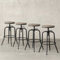 30 3 in Adjustable Height Walnut Backless Metal Frame Swivel Industrial Bar Stool with Wood Seat Set of 4 ANACLETUS WALNUT 4