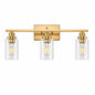 YANSUN 24 in 3 Light Industrial Gold Vanity Light Fixtures for Bathroom with Clear Glass Shades
