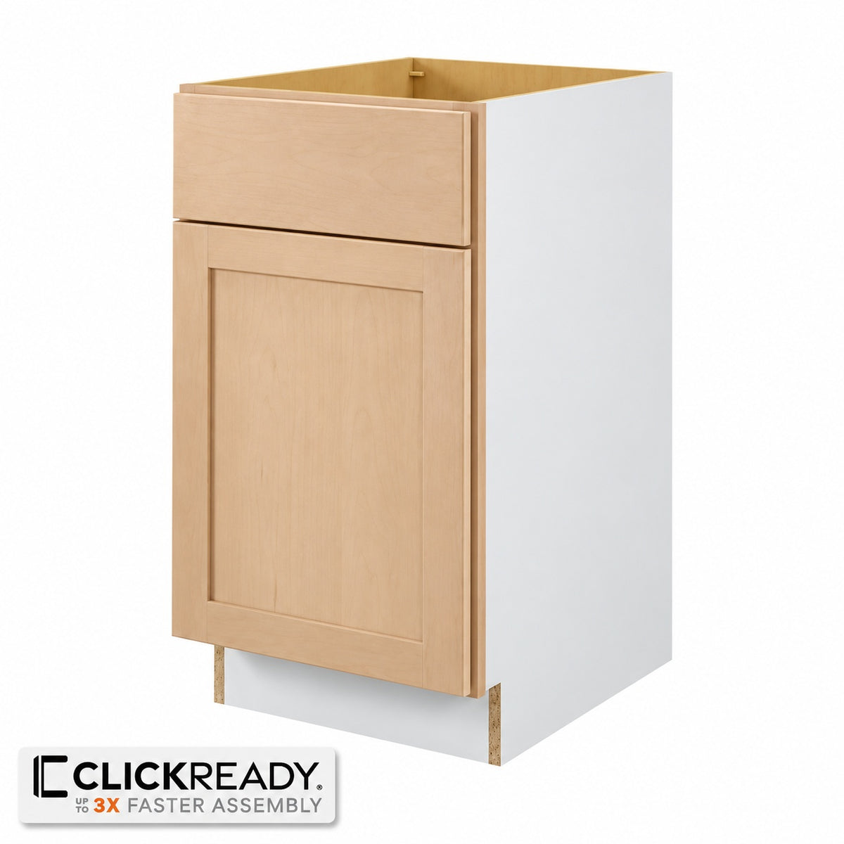 Hampton Bay 18 in W x 24 in D x 34 5 in H Ready to Assemble Base Kitchen Cabinet in Unfinished with CLICKREADY Technology B18