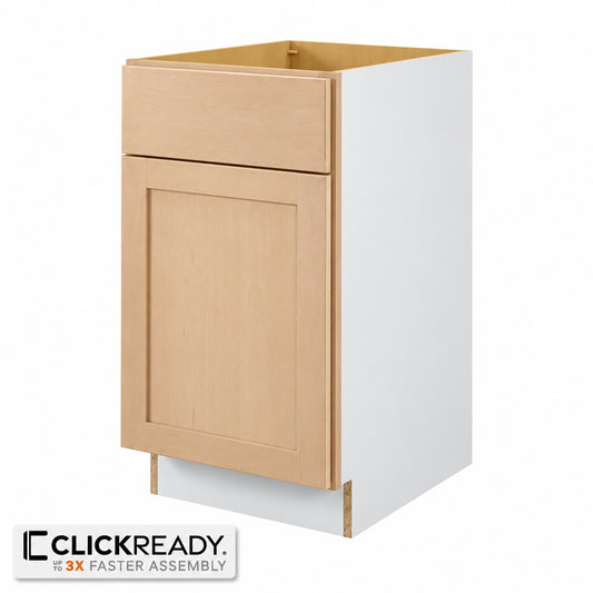 Hampton Bay 18 in W x 24 in D x 34 5 in H Ready to Assemble Base Kitchen Cabinet in Unfinished with CLICKREADY Technology B18