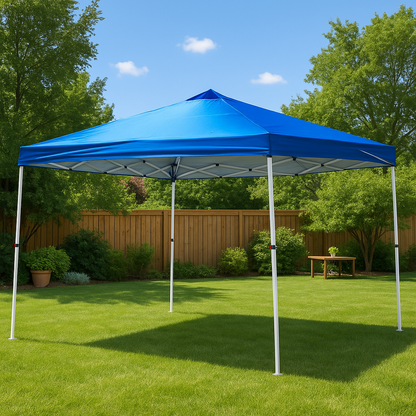 12 ft. x 12 ft. Blue Mega Shade Pop-Up Canopy with Grey Trim - Everbilt