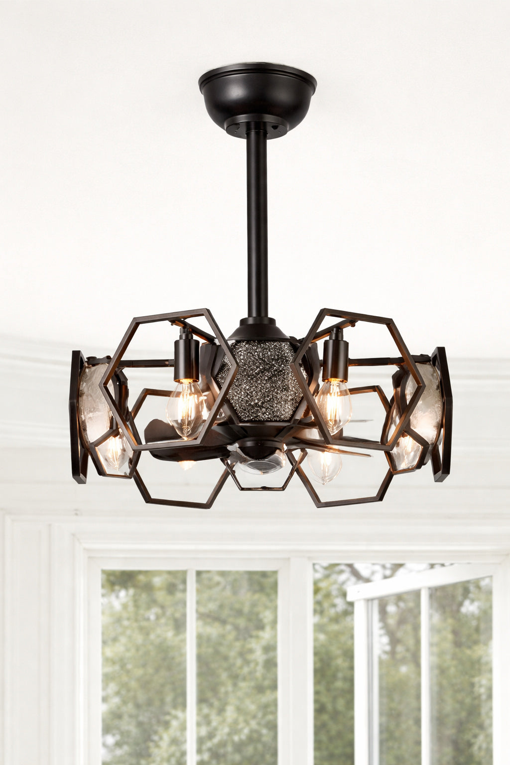 Oaks Aura Lorre 19 In Indoor Black Futuristic Tech Style Ceiling Fan With Lights 6 Speed Quiet Reversible Ceiling Fan With Remote