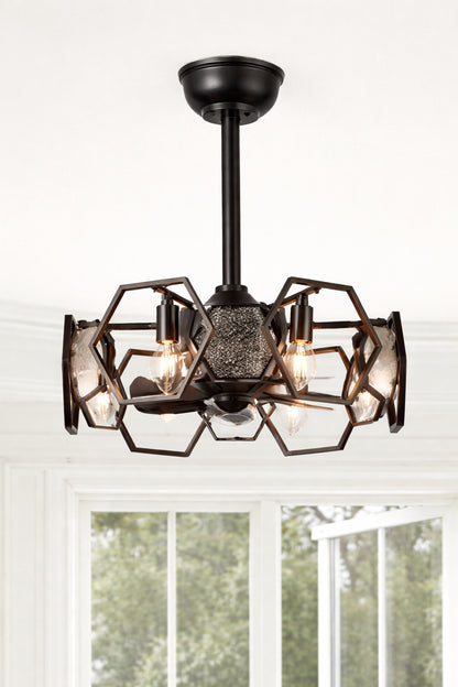 Oaks Aura Lorre 19 In Indoor Black Futuristic Tech Style Ceiling Fan With Lights 6 Speed Quiet Reversible Ceiling Fan With Remote