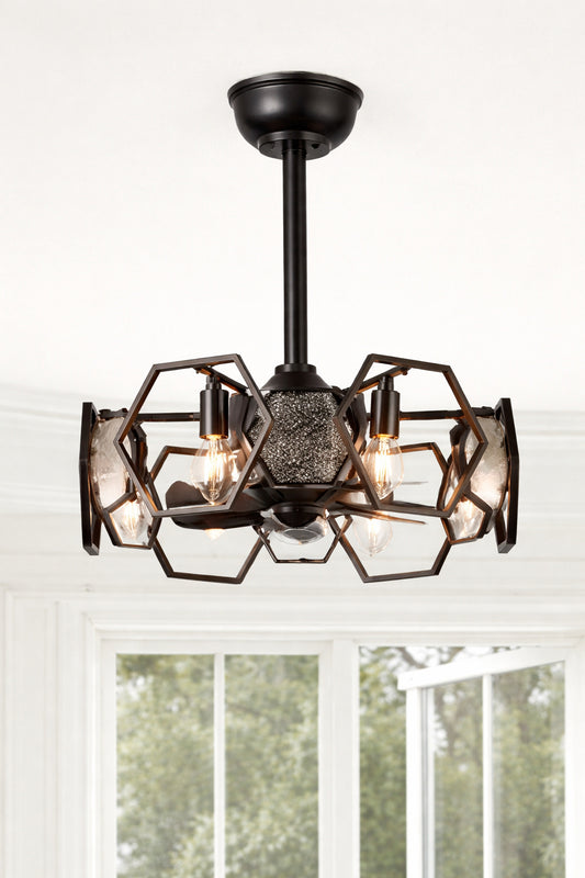 Oaks Aura Lorre 19 In Indoor Black Futuristic Tech Style Ceiling Fan With Lights 6 Speed Quiet Reversible Ceiling Fan With Remote