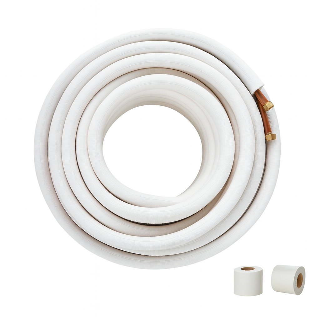 SKYSHALO 50FT Mini Split Line Set 1 4 in 3 8 in O D Copper Pipes Tubing and Triple Layer Insulation Heating Pump Equipment KDLJTG50FT140P486V0 A0507