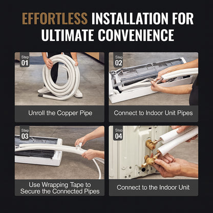 VEVOR 50 ft. Mini Split Line Set 1/4 in. 3/8 in. O.D Copper Pipes Tubing and Triple-Layer Insulation for Air Conditioning