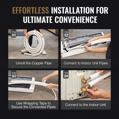 SKYSHALO 50FT Mini Split Line Set 1 4 in 3 8 in O D Copper Pipes Tubing and Triple Layer Insulation Heating Pump Equipment KDLJTG50FT140P486V0 A0507