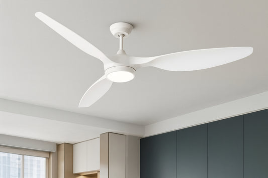 QRMOK R3 52 in. Indoor Ceiling Fan with Light and Remote Flush Mount Low Profile,Quiet Reversible DC Motor, 3 CCT Light,White