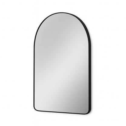 WELLFOR Bella 24 in. W x 36 in H Arch Anodized Aluminum Framed Bathroom Vanity Mirror in Matte Black