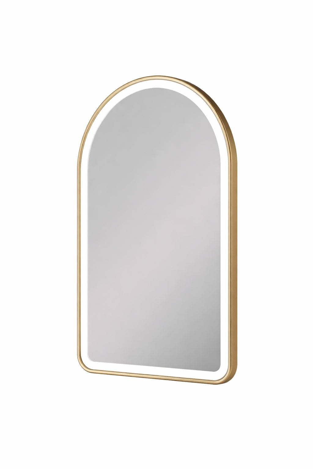 WELLFOR BONIE 24 in W x 36 in H Arched Framed LED Anti Fog Wall Bathroom Vanity Mirror in Brushed Gold