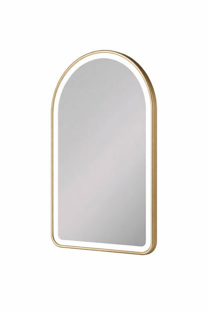 WELLFOR BONIE 24 in W x 36 in H Arched Framed LED Anti Fog Wall Bathroom Vanity Mirror in Brushed Gold