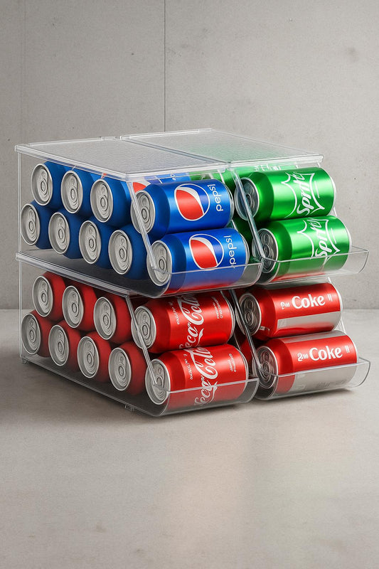 Soda Can Organizer for Fridge-12 Can Drink Dispenser (4-Pack)