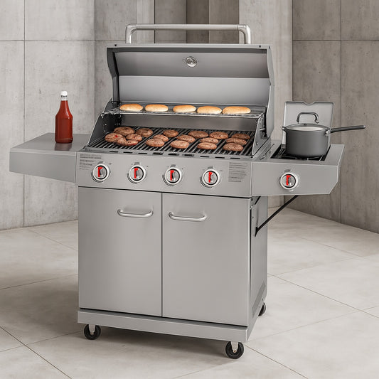 4 Burner Stainless Steel Propane Gas Grill with Side Burner 720 0830XF