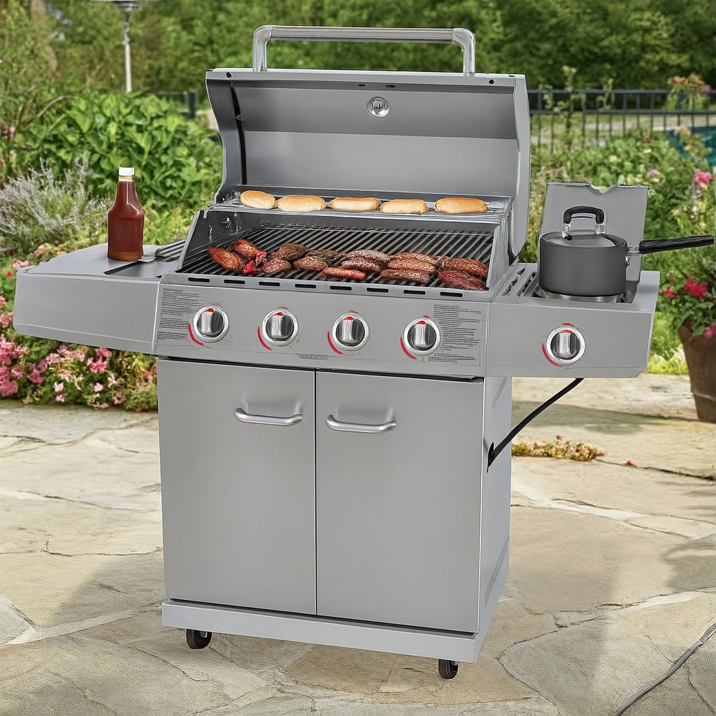 4 Burner Stainless Steel Propane Gas Grill with Side Burner 720 0830XF