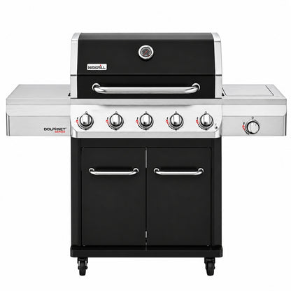 Nexgrill Gourmet Pro 5 Burner Propane Gas Grill with Side Burner and Griddle Max Insert in Black