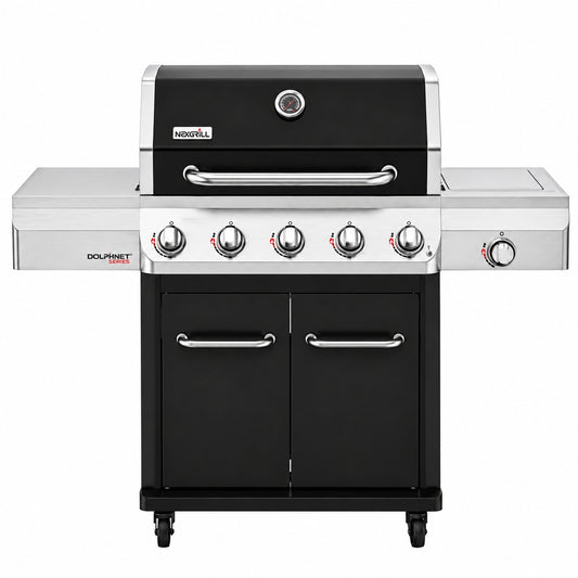 Nexgrill Gourmet Pro 5 Burner Propane Gas Grill with Side Burner and Griddle Max Insert in Black