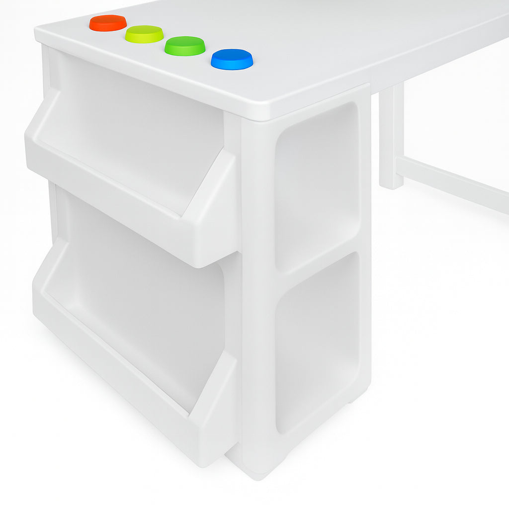 RiverRidge Home White Kids Art Activity Table with Craft Storage Cubbies Bookracks and Removable Cups