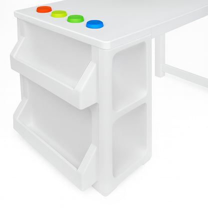 RiverRidge Home White Kids Art Activity Table with Craft Storage Cubbies Bookracks and Removable Cups