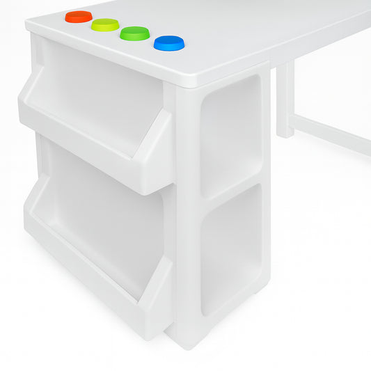 RiverRidge Home White Kids Art Activity Table with Craft Storage Cubbies Bookracks and Removable Cups