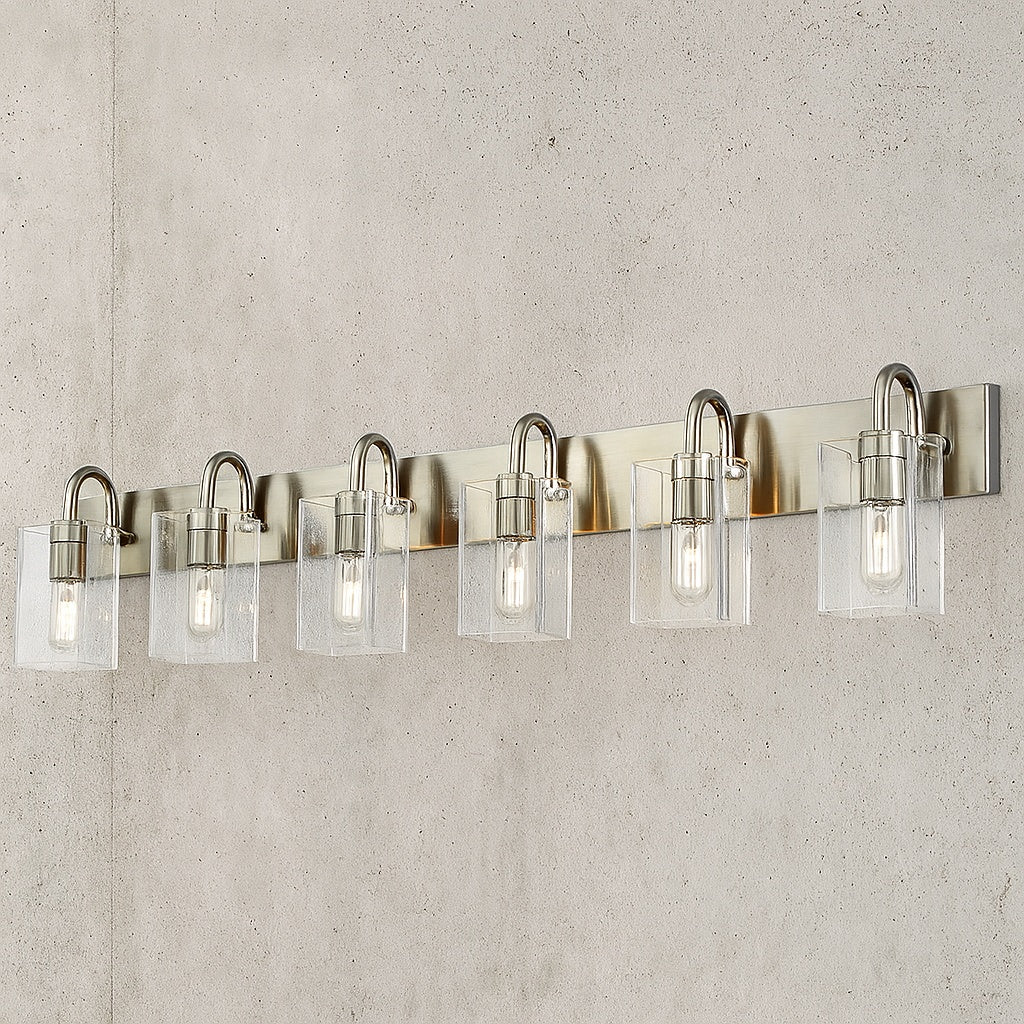 44 7 in 6 Light Brushed Nickel Vanity Light with Clear Glass HDYCE237B 6W BN