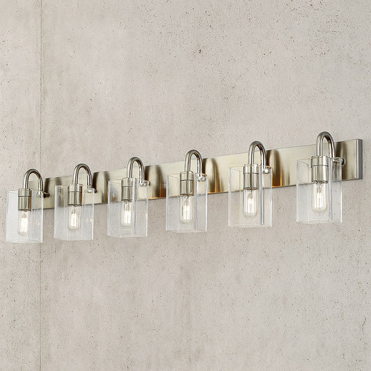 44 7 in 6 Light Brushed Nickel Vanity Light with Clear Glass HDYCE237B 6W BN
