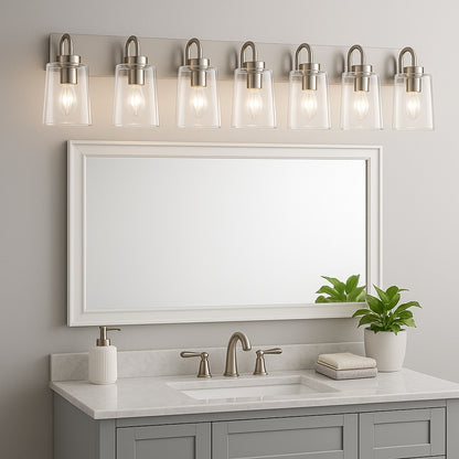 44 7 in 6 Light Brushed Nickel Vanity Light with Clear Glass HDYCE237B 6W BN