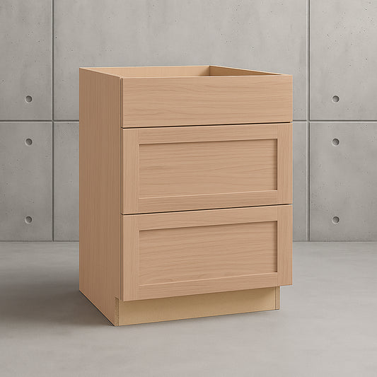 Sinclair 24 in. W x 24 in. D x 34.5 in. H Assembled Drawer Base Kitchen Cabinet in Shaker Light Oak