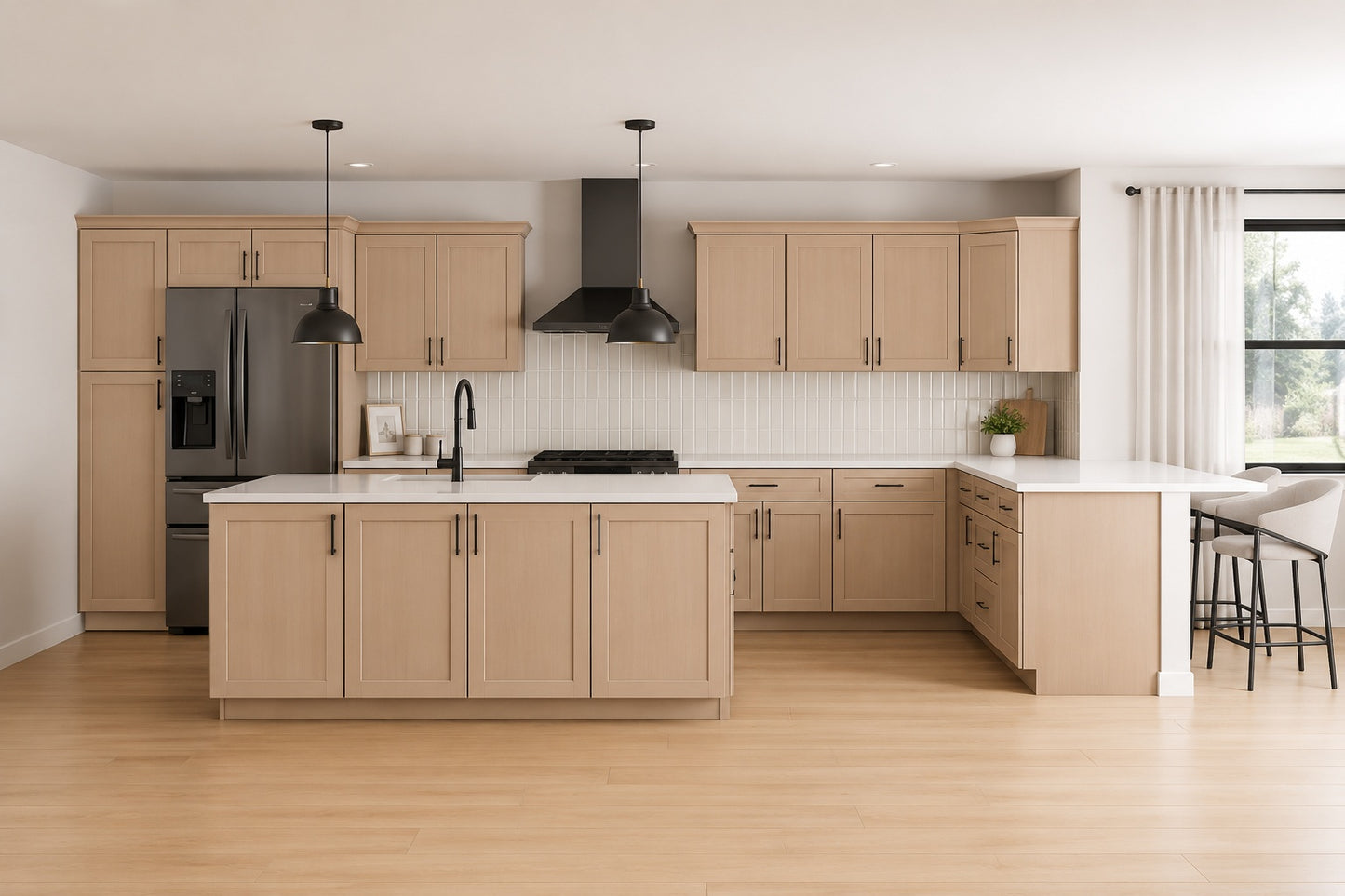 Hampton Bay Sinclair 30 in W x 12 in D x 30 in H Assembled Wall Kitchen Cabinet in Shaker Light Oak