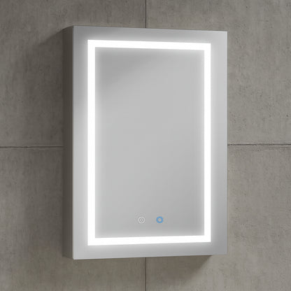 Simple Project 20 in. W x 28 in. H Rectangular Aluminum Light Medicine Cabinet with Mirror, Defogging, Mounted Recessed or Surface