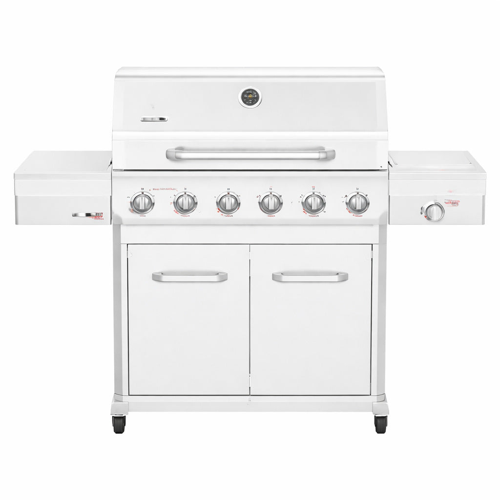 Nexgrill Gourmet Pro 6 Burner Stainless Steel Propane Gas Grill with Searing Side Burner and Griddle Max Insert