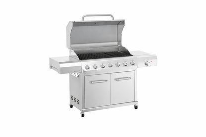 Nexgrill Gourmet Pro 6 Burner Stainless Steel Propane Gas Grill with Searing Side Burner and Griddle Max Insert