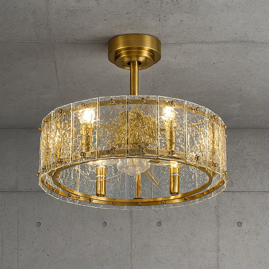 20 in Indoor Gold Crystal Cage Ceiling Fans with Lights and Remote Control SPM 19753J 501