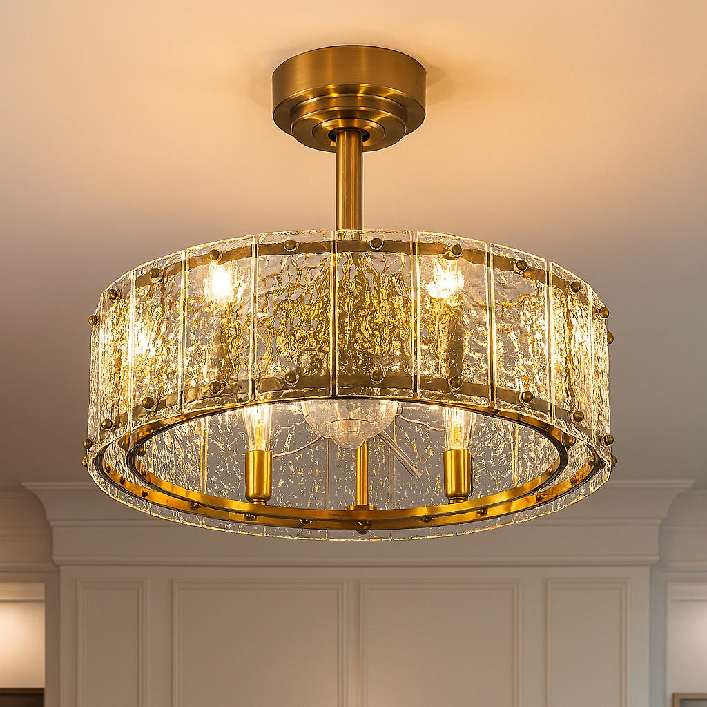 20 in Indoor Gold Crystal Cage Ceiling Fans with Lights and Remote Control SPM 19753J 501
