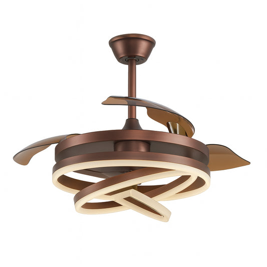 Oaks Aura Wesley 36 in. Indoor LED Brown DIY Shape Retractable Ceiling Fan With Lights, 6-Speed Remote Control Ceiling Fan