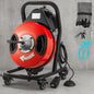 Electric Drain Auger 50 ft.x1/2 in. 250W Drain Cleaner Machine Sewer Snake Machine Fits 51mm-102mm Pipes with 4 Wheels