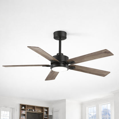 Lamober Walter 52 in Indoor Black Ceiling Fan with Adjustable White LED Light 5 Reversible Blades and Remote Control Included
