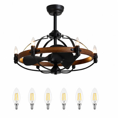 WDETR 27 in Farmhouse Indoor Vintage Cage Ceiling Fan with Light Reversible Rotation and Remote Control SPM 6685 602