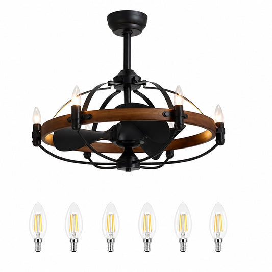 WDETR 27 in Farmhouse Indoor Vintage Cage Ceiling Fan with Light Reversible Rotation and Remote Control SPM 6685 602