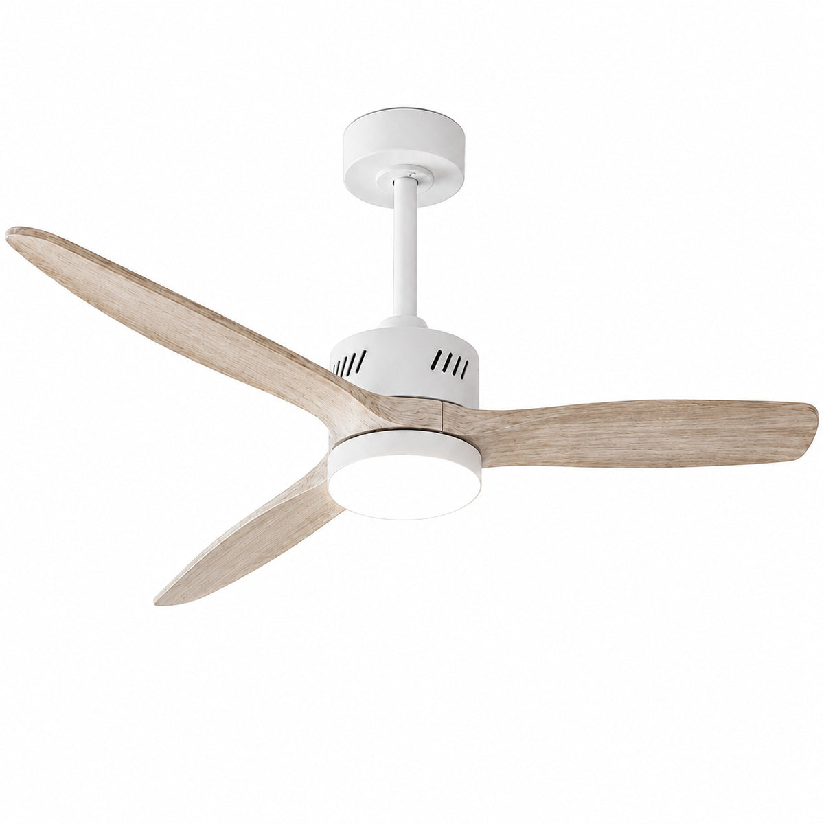 MODERN HABITAT 52 in Integrated LED Indoor White Downrod Standard Ceiling Fan with White Oak Blades Dimmable Light Remote CFL 1592 5252MW